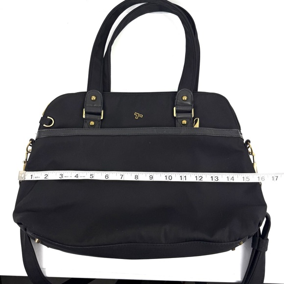 Travelon Ltd‎ Satchel Crossbody Bag Black Canvas Two Way Wear Handbag Purse - Picture 12 of 15